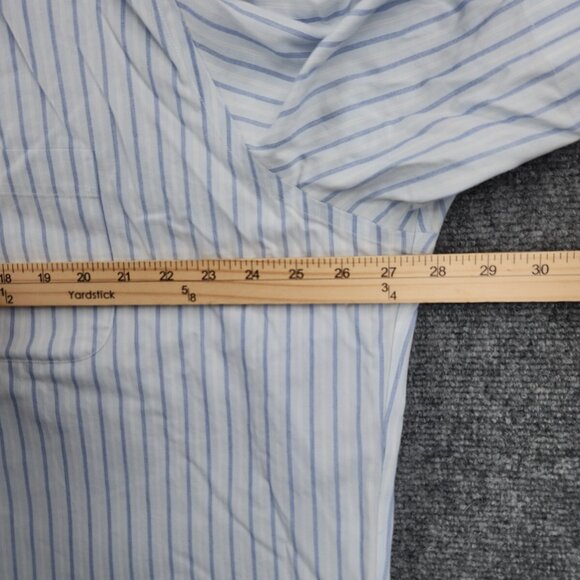 Brooks Brothers 17.5 Blue Striped Short Sleeve Button Up Shirt Traditional Fit - Picture 6 of 13